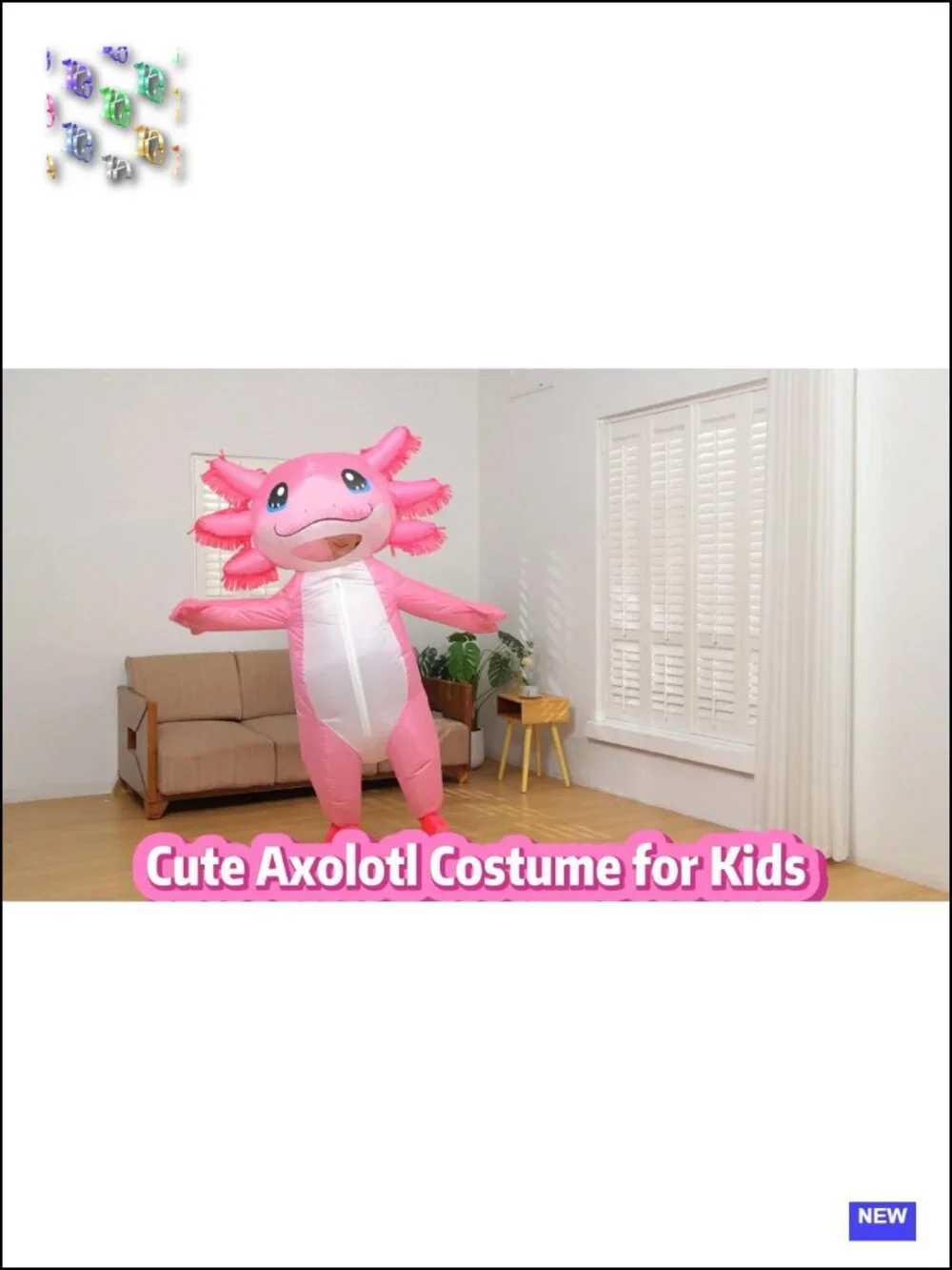 Kids Inflatable Axolotl Costume Halloween Blow Up Cosplay Party Unisex